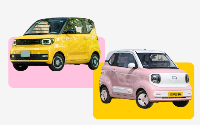 Hai mẫu xe điện mini Bestune Pony và Wuling Mini EV cạnh nhau